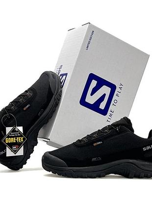 Мужские кроссовки salomon shelter gtx gore tex черные кроссы саломон шелтер гортекс демисезонные текстильные