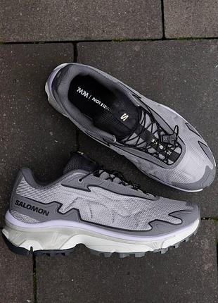 Кроссовки salomon xt-slate grey purple серые мужские