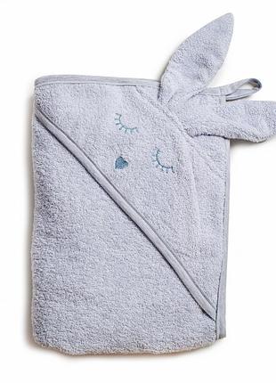 Детское полотенце twins rabbit уголок 100x100 см (1500-tank-10) серое