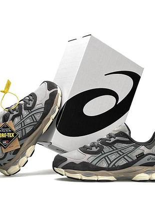 Мужские кроссовки asics gel nyc gtx gore tex серые термо кроссы асикс гел гортекс кожаные демисезонные водостойкие