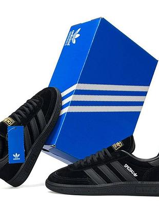 Женские замшевые кроссовки adidas handball spezial черные комфортные весенние для города на шнуровке адидас гандбол спешл
