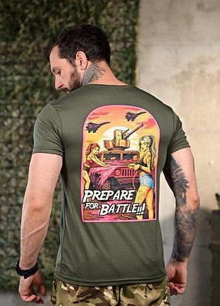 Тактическая потоотводящая футболка battle oliva пп4650