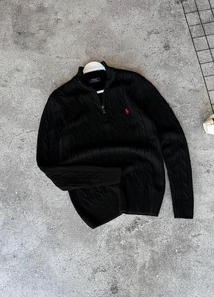 Чоловічий зимовий светр polo ralph lauren/поло ральф лорен, коттонова модель з вишивкою, чорний, туреччина s,m, l,xl,xxl xl