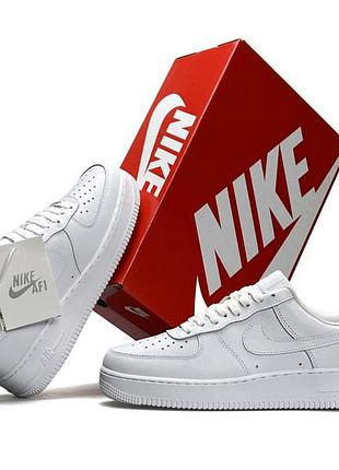 Кроссовки женские белые nike air force 1 white классические кожаные кеды найк эйр форс молодежная обувь на осень весна 40