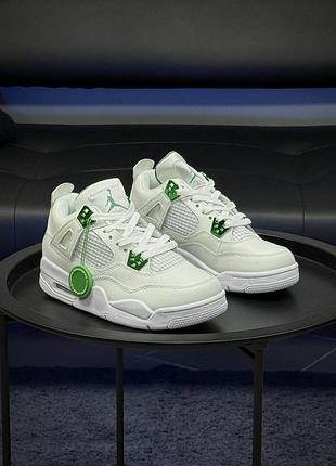 Кросівки nike air jordan retro 4 найк еїр джордан ретро 4 білі шкіряні для жінок легкі стильні