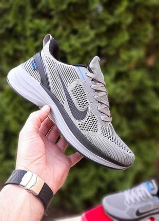 Чоловічі літні кросівки nike zoom winflo petrol сірі з синім модні кросівки найк зум наскрізна сітка