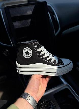 Жіночі кеди converse chuck taylor all star move конверс чак тейлор алл стар мув чорні текстильні