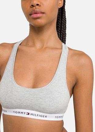 Топ женский спортивный, хлопковый tommy hilfiger xl, серый