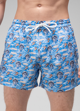 Шорты мужские swimming pool print плавательные голубые-белые