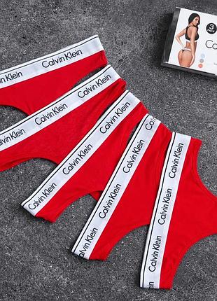 Женские трусики-бикини calvin klein набор из 5 штук красные l