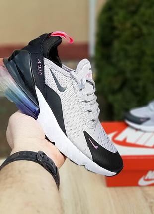 Nike air max 270 серо-чёрные радуга пятка