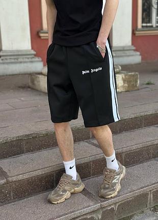 Чоловічі шорти palm angels бавовняні / літні трикотажні шорти палм енджелс / чорні, білі