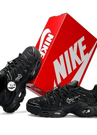 Мужские кроссовки nike air max plus tn lace toggle кроссы найк аир макс черные сетка текстиль на лето