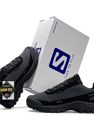 Мужские кроссовки salomon shelter gtx gore tex серые кроссы саломон шелтер гортекс текстильные демисезонные