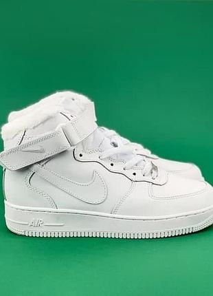 Мужские кроссовки nike air force winter белые кожа, теплые зимние найки аир форс для зимы 44
