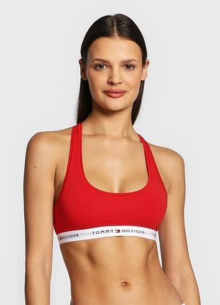 Топ женский спортивный, хлопковый tommy hilfiger xl, красный