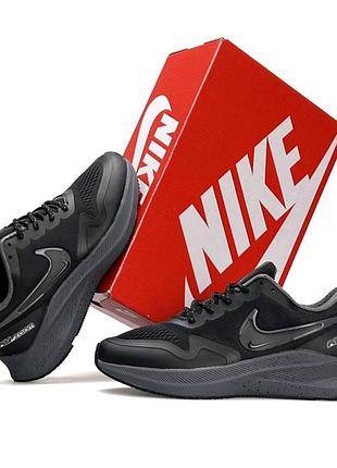 Кроссовки мужские черные nike air zoom winflo 8 shield кросы найк аир зум винфло 8 шилд весна осень вьетнам