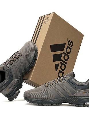 Чоловічі спортивні кросівки adidas marathon коричневі брендові бігові стильні повсякденні на літо з сітки адідас марафон якісні