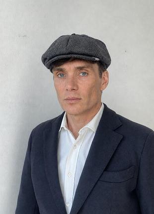 Кепка хуліганка восьмиклинка sadler's heritage grey herringbone newsboy cap hat 8 panel wool blend peaky blinders