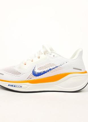 Nike air zoom pegasus 41 белые с синим и оранжевым кроссовками женские кроссовки кроссовки