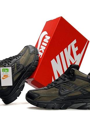 Мужские кроссовки на меху nike initiator high fur khaki black водонепроницаемый текстиль кордура утепленные найк инициатор хаки