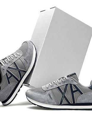 Мужские кроссовки замшевые armani exchange ax серые стильные кросы демисезонные армани ексчандж ах вьетнам