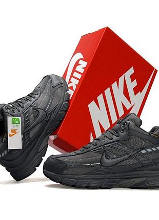 Мужские кроссовки на меху nike initiator high fur grey водонепроницаемый текстиль кордура утепленные найк инициатор серого цвета