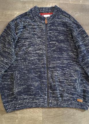 Чоловічий в’язаний кардиган joe browns (4xl) на блискавці, теплий светр кофта ,батал