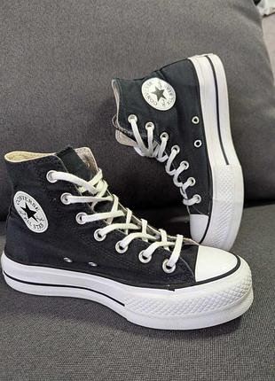 Чорні високі кеди converse на високій підошві в дуже хорошому стані розмір 37,5