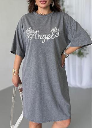 Платье оверсайз летнее с принтом angel