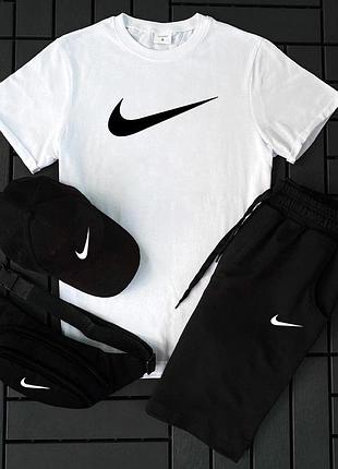 Мужской летний костюм nike 4в1 футболка+шорты+кепка+барсетка nike спортивный комплект на парня 4в1 найк набор l