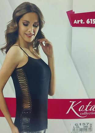 Женская майка на тонких бретелях l-xl, молочный