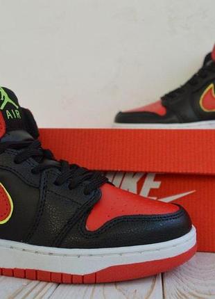 Nike air jordan black red унисекс черные с красным кроссовками размер 38/24см
