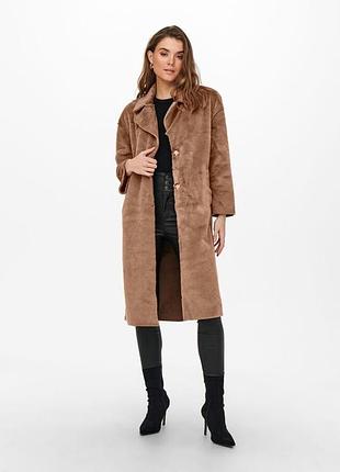 Жіноче пальто онлі оригінал only onldaniella long fur coat otw 15239474-toasted coconut only l коричневий 15239474-toasted coconut