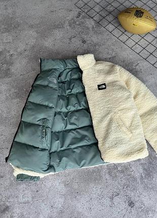 Куртка двухсторонняя the north face зимняя мужская серая xxl