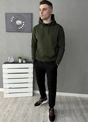 Мужской спортивный костюм nike черный-хаки осенний спортивный костюм мужской черные брюки и хаки кофта nike