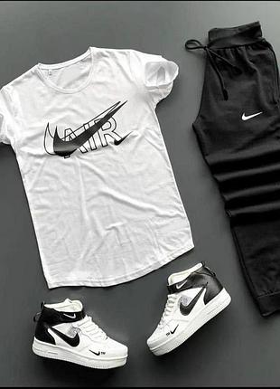 Спортивний костюм nike чоловічий з футболкою та штанами комплект nike футболка та штани на літо найк літній костюм