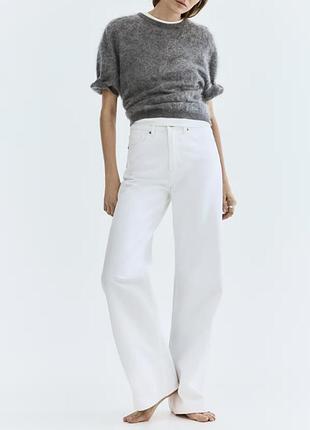 Джинси жіночі трендові широкі джинси zara білі в стилі old money
