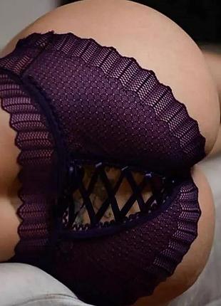 Трусики с кружевом 10228 s черные xxl, фиолетовый