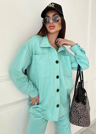 Жіночий костюм тринитка петля на ґудзиках l-xl, м'ятний