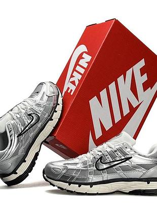 Женские кроссовки nike p-6000 w серебристые повседневные кроссы найк кожаная стильная обувь весна лето осень 41