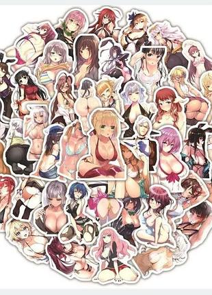 ✨ набор аниме наклеек 50 шт • anime girls 18+ • яркий коллекционный пак