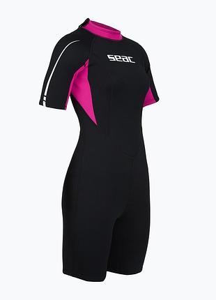 Фірмовий гідрокостюм жіночий seac shorts relax 2.2 mm black/pink