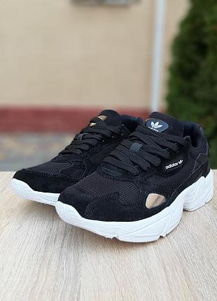 Adidas falcon чёрные на белой
