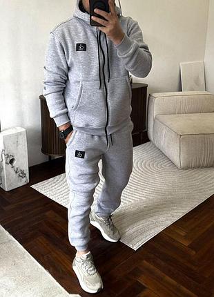 Мужской теплый спортивный костюм двойка: худи на молнии и штаны, m l xl 2хл