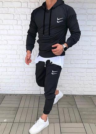 Серый мужской спортивный костюм nike костюм худой с капюшоном и брюки мужской черный на весну.
