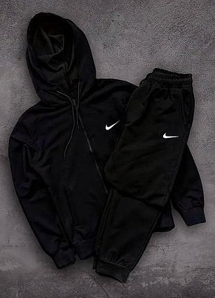 Черный мужской спортивный костюм nike, костюм кофта с капюшоном и брюки мужской черный на весну.