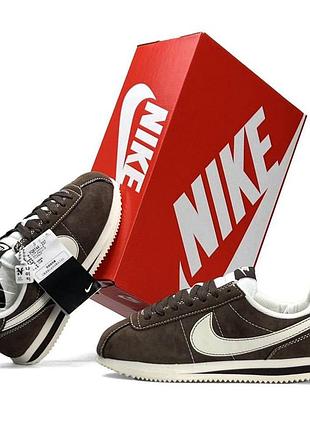 Женские кроссовки nike cortez w коричневые стильные найк кортез замшевые на каждый день лето весна вьетнам 37