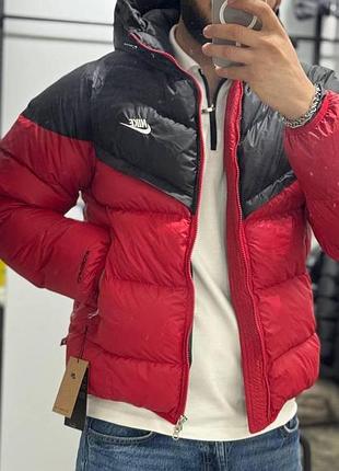 Мужской пуховик nike storm-fit, теплая зимняя куртка на молнии и капюшоном s,m,l,xl