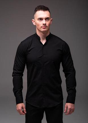 Мужская хлопковая рубашка, размеры: s,m,l,xl,2xl черный, 2xl